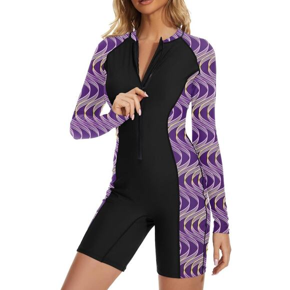 Century Star Women Long Sleeve Rash Guard One Piece Swimsuit Full Coverage Large - Picture 1 of 7